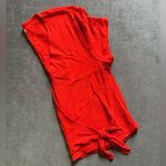 Madewell  Texture & Thread Red Tie Front Short Sleeve Tee Photo 5