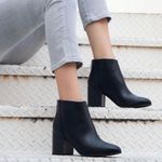 Black vegan Leather Ankle Bootie Size 8 Photo 2