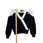 Jennifer Moore Vintage  80's Black Cream Wool V-Neck Sweater Sequins and Beading Photo 3