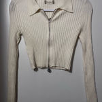 Altar'd State  Crop Top Size Small Daisy Full Zip Ribbed Knit Long Sleeve Photo 0