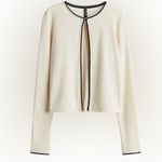 H&M PICOT-TRIMMED POINTELLE-KNIT CARDIGAN XS Cream Blacm Photo 1