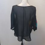 Toska  colorful chevron print sheer high loose blouse Photo 4