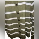 Caslon  Olive and White Striped Cardigan size Small Photo 3