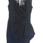 Marina Black Faux Wrap Front Lace Back Side Bow Cocktail Formal Dress Size 10 Photo 0