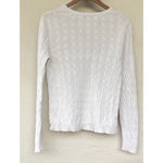 Lauren Ralph Lauren White Silk Blend Cable Knit Sweater V Neck L Preppy Academia Size L Photo 2