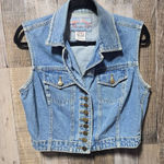 Basic Blues Vintage Denim Jean Cropped Vest Blue Size L Photo 0