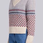 Thom Browne Crab Toy Icon Tweed V Neck Pullover White Photo 9