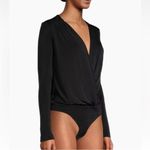 Free People Turnt Surplice-Neck Bodysuit Women's L Black Long Sleeves Pullover Photo 7
