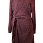 Ces Femme Burgundy Black Heathered Side Tie Long Sleeve Sweater Dress Size XL Photo 1