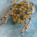 Antique Gold Finish Beetle Brooch Pin Yellow Photo 3