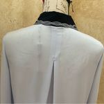 Elie Tahari EMBROIDERED COLLAR 100% SILK SHIRT BLOUSE IN BABY BLUE Sz XS Photo 5