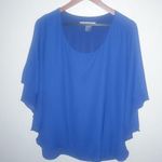 Peter Nygard Nygard 1X Flowy Poncho Circle Neck Top Plus in Lapis Blue Photo 6