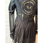 Free People  Dress Boho LBD size 2 Tunic Whimsygoth Black Long Sleeve Cut Out Photo 11