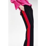 ZARA NWT High Rise Wide Leg Black Pants with Red and Pink Bold Stripe Photo 7