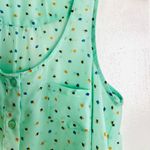 Iris Los Angeles Teal Green Patterned Semi-Sheer Tank Top, sz. S Photo 2
