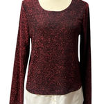 Calvin Klein Red Glitter Blouse with White Layer Photo 0