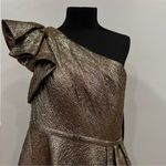 Mac Duggal  67297 One Shoulder Metallic Ball Gown Antique Bronze Size 14 NEW Photo 2