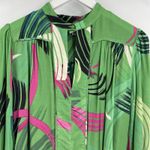 Anthropologie The Odells Kelly Green Peasant Blouse Geometric Print Size Small Photo 2