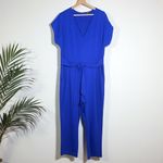 EXPRESS  V-Neck Tie Waist Straight Leg Jumpsuit with Pockets Photo 4