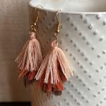 NEW! BOHO Earth Color 3 Layer Tassel Earrings Fringe Gold Dangle Fish Hooks Photo 8