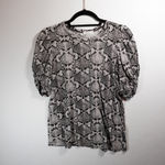 A.L.C. Kati Puff Sleeve Cotton Snake Python Animal Print Tee Shirt Blouse M Photo 0