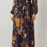 BHLDN Mae Long Sleeve Chiffon Maxi Dress, Purple Floral Combo, 4 (US) Photo 3