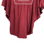 Garnet Hill Women Sz S Linen Blend Embroidered Square Neck Flutter Sleeve Top Photo 2