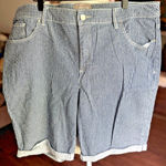 Chico's Shorts Womens 3 US 16 Gray Striped Linen Photo 0