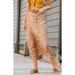 Free People  Leopard Print Midi Skirt US 4 Fall‎ Slip Lightweight Photo 2