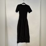 ASOS Bubble Hem Drawstring Black Mixed-Material Maxi Dress – Women’s US 4 Photo 2