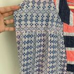 Sundry Coral Pink Blue Grey Colorblock Stitch Geo-Stripe Tunic Top NEW Photo 4