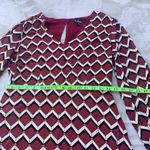 Lulus Burgundy Zig Zag Casual V Neck Long Sleeve Dress Size Medium Red Photo 4