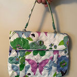 Vera Bradley Spring Butterfly Nicole Sateen Limited Edition Hand Bag‎ 11x9” I White Photo 0