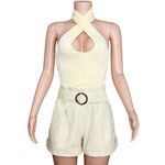 With Jean WITH JÉAN Erin Wrap Around Top, Buttercream, Medium Photo 11