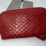 Cole Haan  Red Snakeskin Wristlet Wallet Clutch Card Holder Zip Around Photo 3