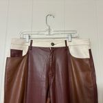Nanushka Vinni Patchwork Vegan Leather Pants Brown Size XL LuxeTrousers Photo 4
