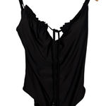 Aerie  Black Full Coverage One-Piece Swimsuit Keyhole Neck‎ Photo 0
