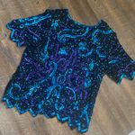 VINTAGE SEQUIN FORMAL TOP SZ 16/18 Blue Photo 6