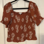 Madewell Rust Floral Smocked Puff Sleeve Top Size S Photo 0