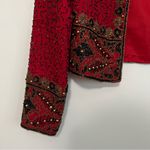 Laurence Kazar Vintage  Red Beaded Silk Jacket Size‎ L Holiday NYE Photo 1