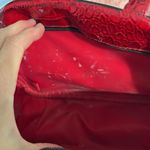 Red Travel Cosmetic Bag Alligator Skin Look Makeup Purse Photo 7