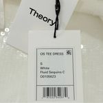 Theory  Sequin T-Shirt Mini Dress Oversized White Small Chic Holiday Bridal Party Photo 10