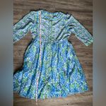 Gretchen Scott  Designs Blue and Green Long Sleeve Dress Photo 5