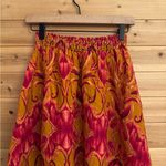 Nightcap  Clothing XS Red Orange Bohemian Ruffle Hi Low Linen Blend Skirt Photo 5