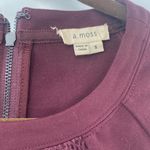 a.moss Burgundy Embroidered Mesh Long Sleeve Zip Back Moto Ponte Top Size Small Photo 2