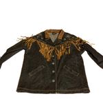 VINTAGE 1990'S CAROLE LITTLE SPORT DENIM JACKET W/TAN SUEDE FRINGE ACCENTS (14) Blue Photo 9
