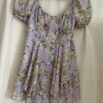 Floral Puff Sleeve Jumpsuit Purple Size M Photo 0