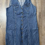 Vintage‎ 90s Denim Sleeveless Maxi Dress Center Buttons Womens Medium Blue Photo 0
