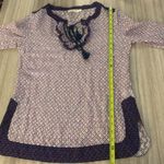 Tory Burch Gwenna Printed Tunic Top Size 2 Red and Blue Semi Sheer Photo 8