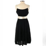 BCBGMAXAZRIA  | 100% Silk Black & Cream Beaded Straps Cocktail Dress Size 2 XS Photo 1